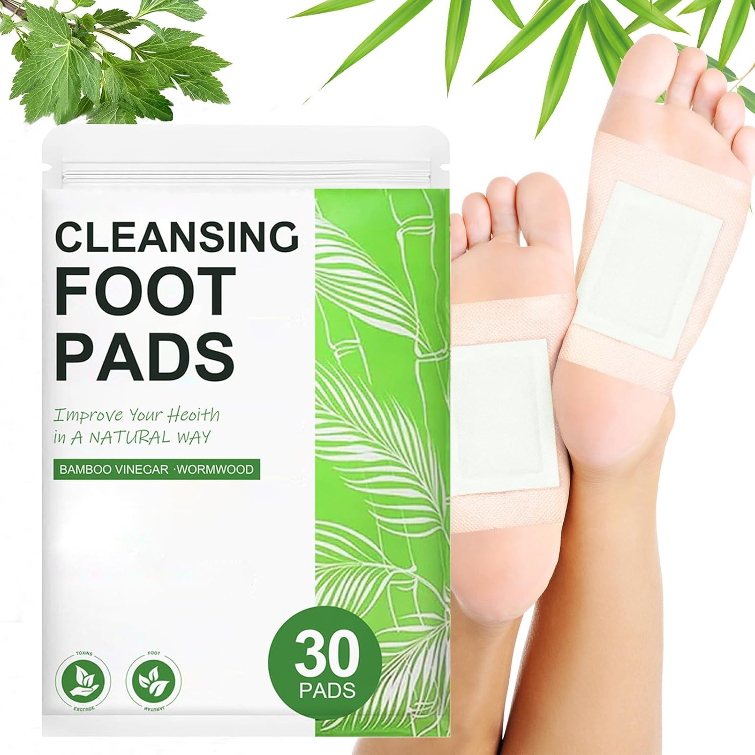 30PCS Foot Pads, Deep Cleansing for Foot Care, Natural Bamboo Vinegar and Ginger Powder, Relieve Stress, Improve Sleep and Relaxation 30PCS Foot Pads, Deep Cleansing for Foot Care, Natural Bamboo Vinegar and Ginger Powder, Relieve Stress, Improve Sleep and Relaxation