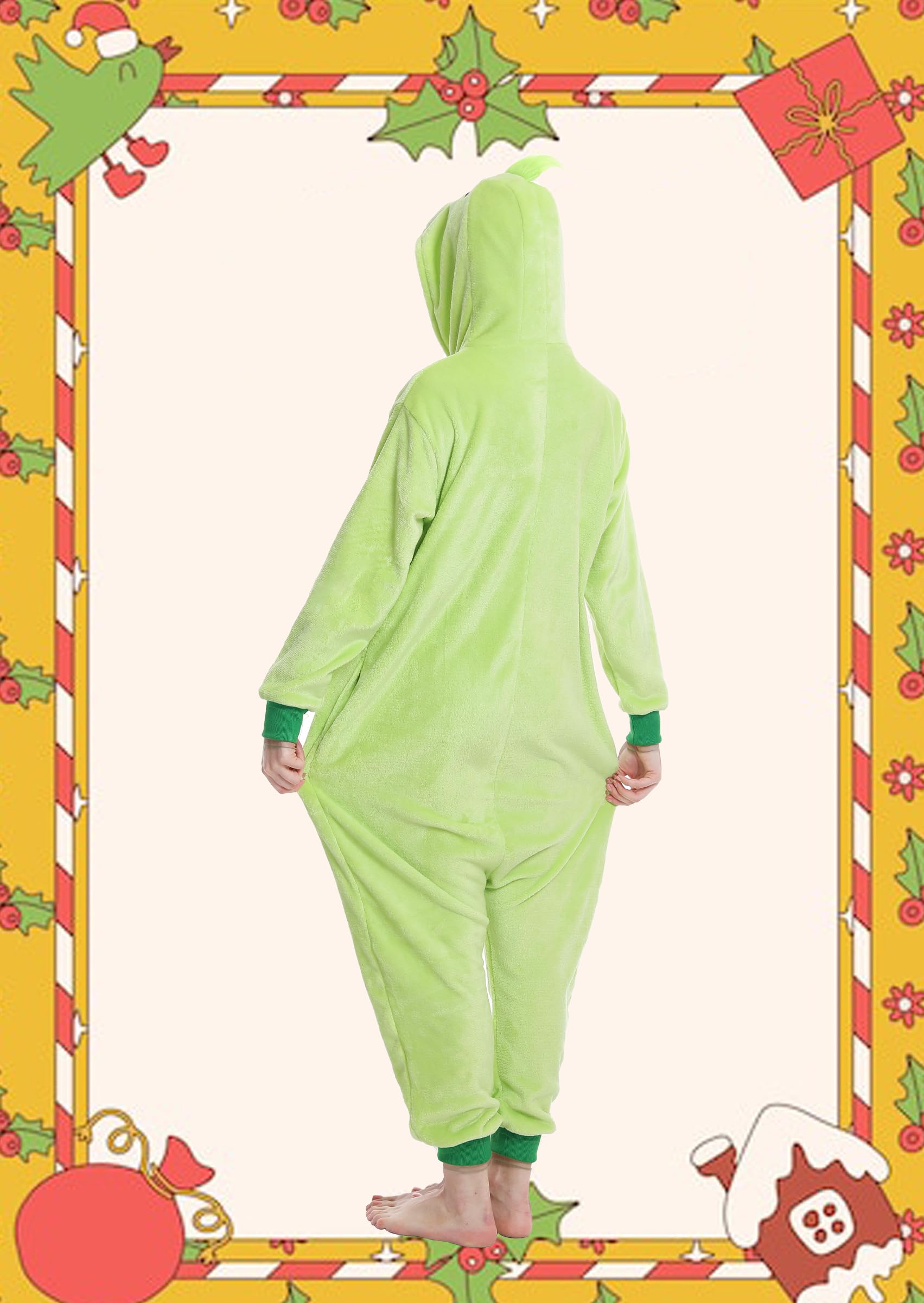 dressfan Navideño Verde Monstruo de Disfraz,Navideño Monstruo Pijama,Disfraz de Cosplay Halloween Carnaval Pijamas para Unisexo Adultos y Adolescentes