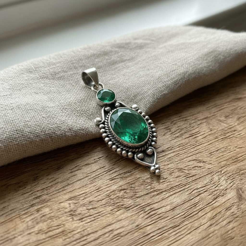 JEWELOPORIUM Natural Gemstone Pendant Necklace For Women Amethyst, Carnelian, Rose Quartz, Crystal Oval - Round Boho 925 Sterling Silver Plated Handmade Jewelry