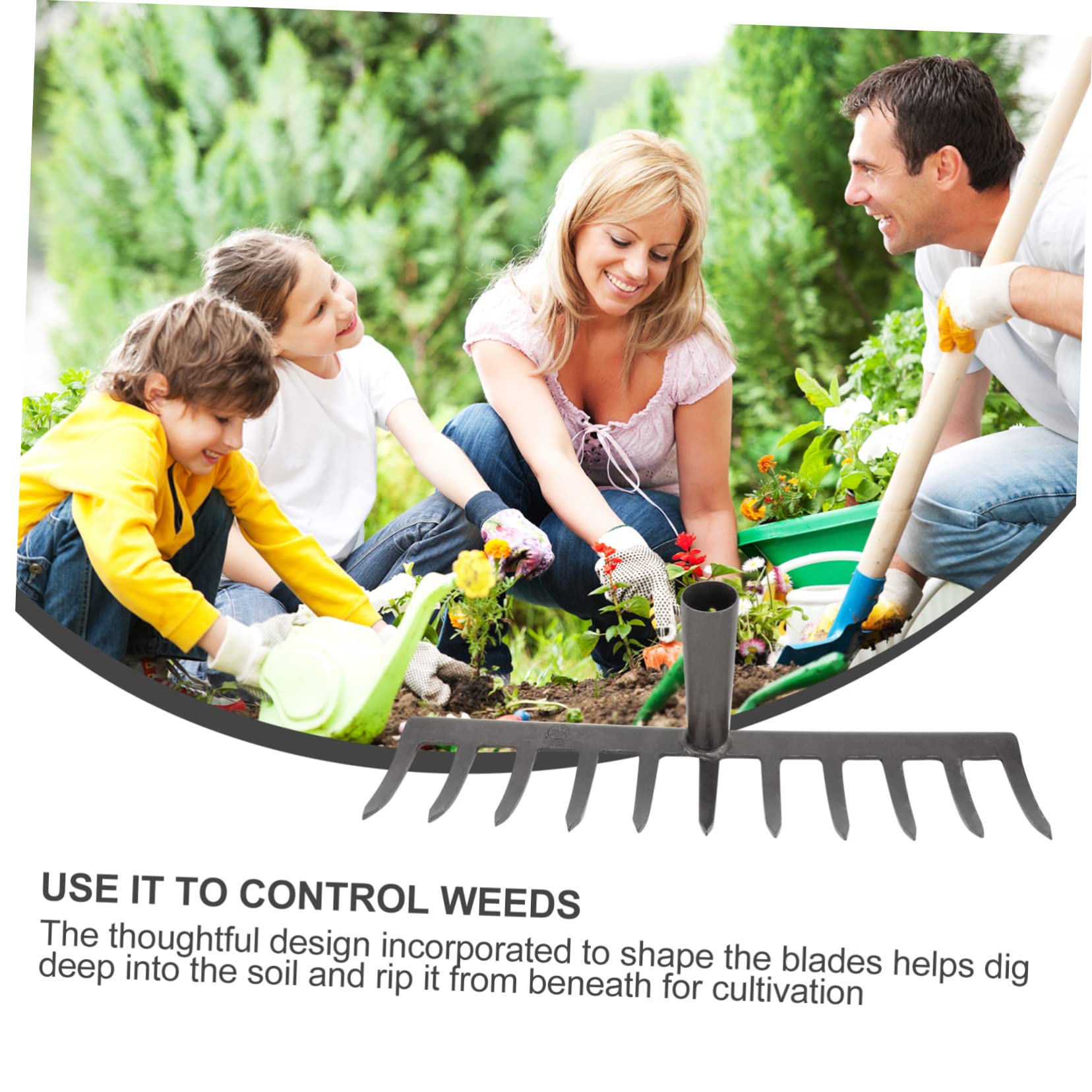 Eisenrechen Grasrechen für Gartenarbeit, Robuster Bodenlockerrechen