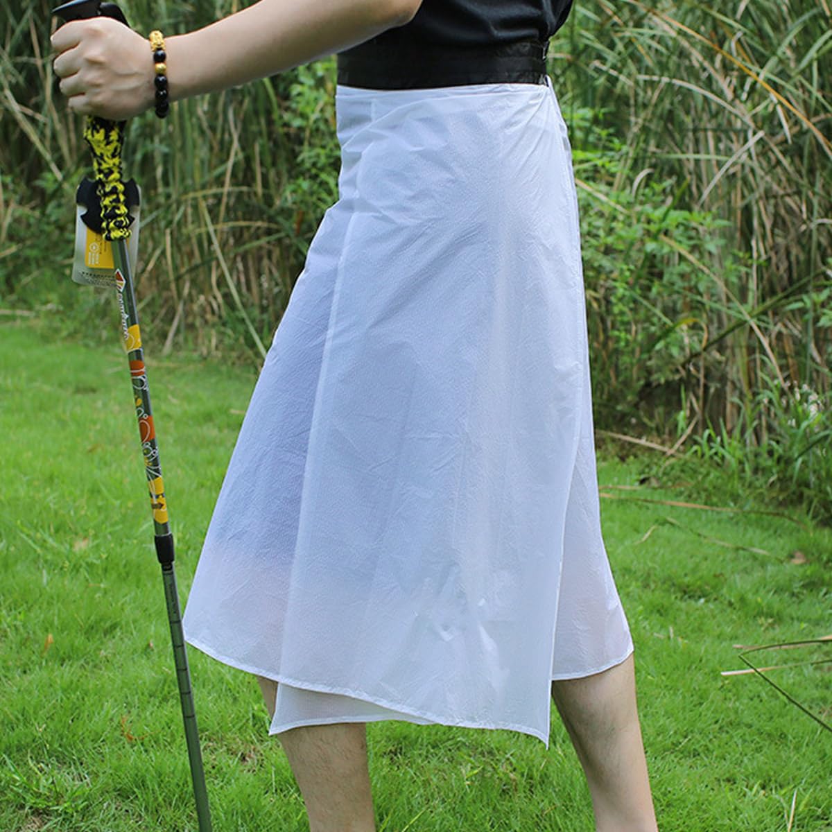 Ultralekka spódnica przeciwdeszczowa, 150D nylonowy kilt wodoodporny, do aktywności na świeżym powietrzu: wspinaczki, kempingu, wędrówek, wędkowania (biała)