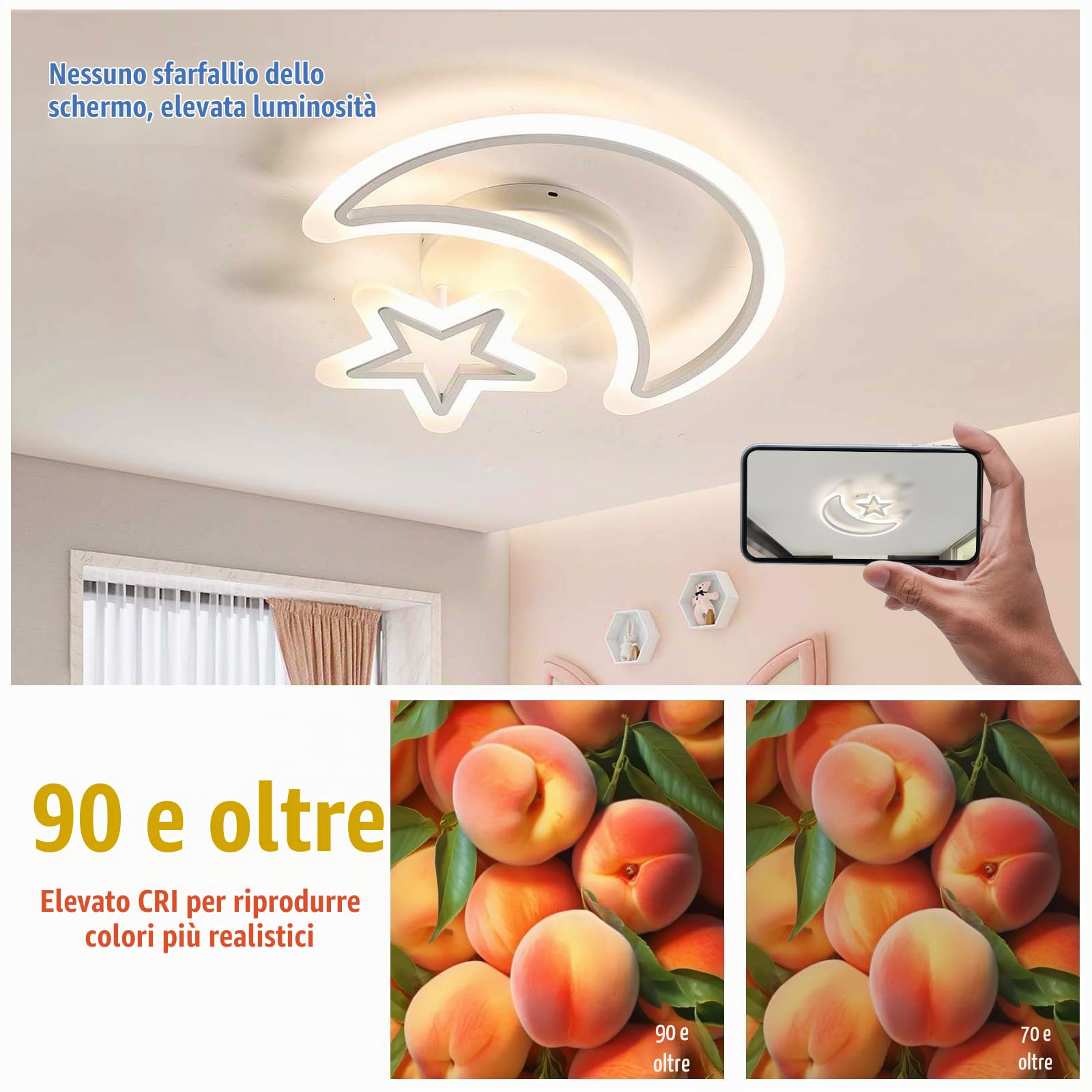 Lampadario Cameretta Bambini Lampade A Sospensione Moderne Creativa Per Camera Da Letto Plafoniera LED Con 50CM38W Telecomando Dimmerabile Plafoniere APP Luce Morbida Protezione Degli Occhi