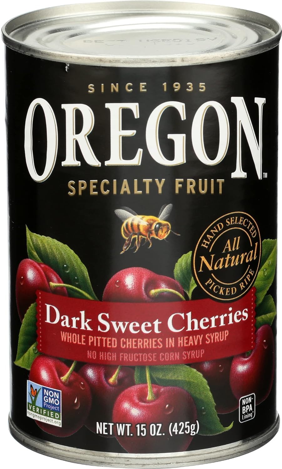 Oregon Fruit Products Dark Sweet Cherries in Heavy Syrup, 15 Ounce (Pack of 6)