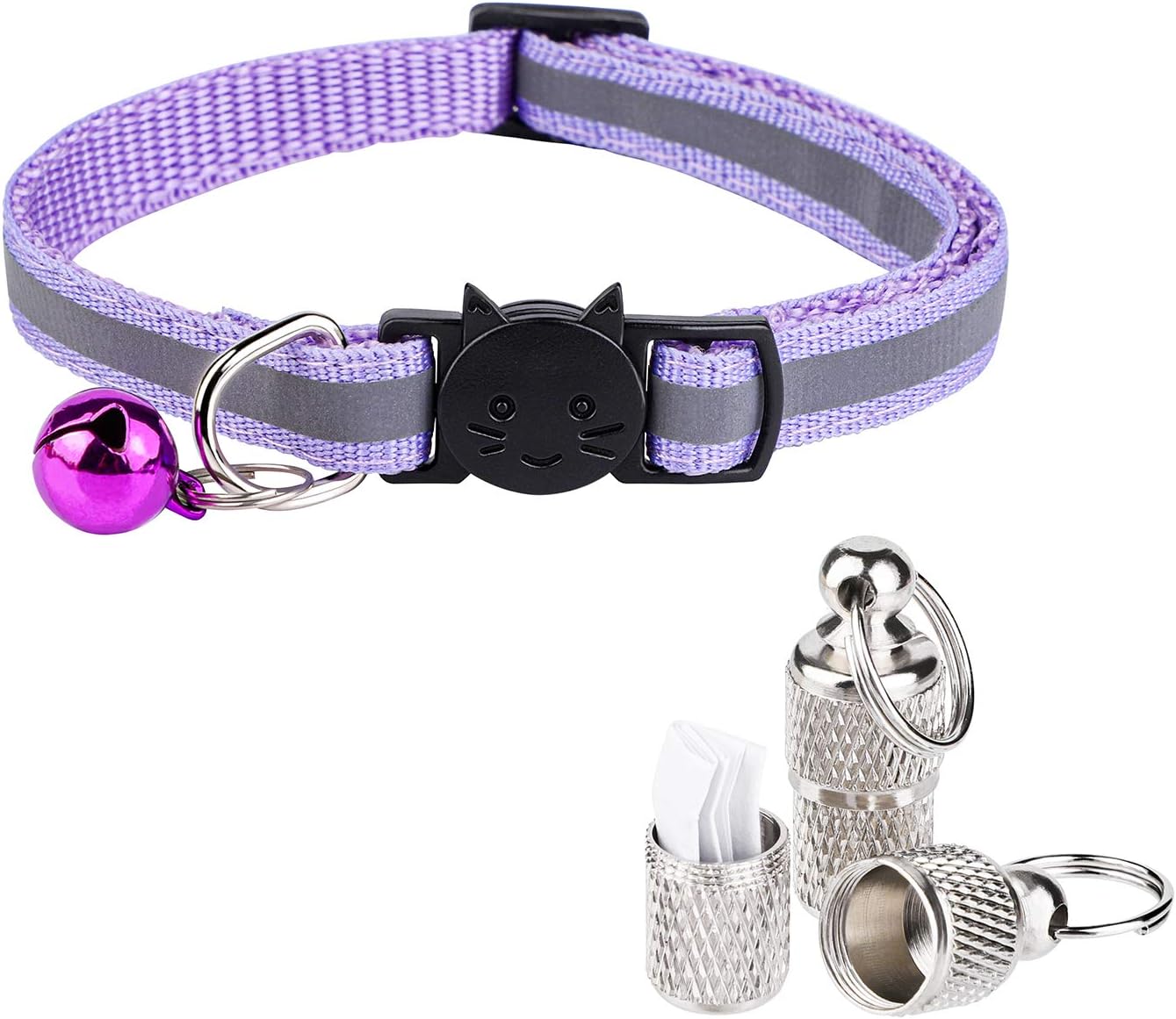 Aodaer 12 Pack Reflective Cat Collars Safety Release Cat Collars Reflective Design Adjustable Cat Collars with Bell Small Adjustable Safety Strap for Small Animal with 6 Pack Anti-Lost Tags