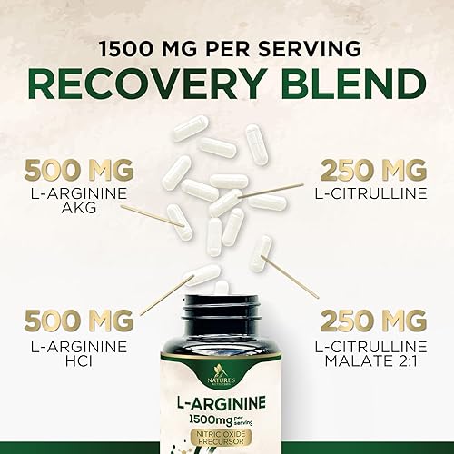 Miniatura 3 de Suplemento de L-arginina de 1000 mg  Apoyo a la salud del corazón  Refuerzo de precursor de óxido nítrico de alta calidad para fuerza extra  Sin