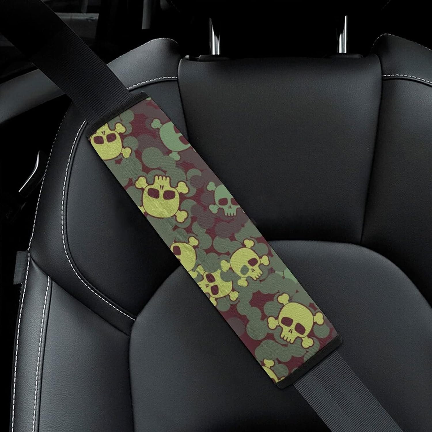 Camouflage Skulls with Bones Car Seat Belt Pads Cover Auto Seatbelt Cushion Shoulder Strap Protector Universal Interior Accessories : Automotive