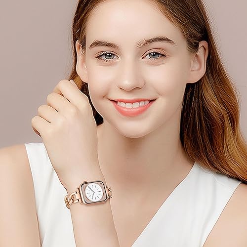 Miniatura 5 de Correa de metal compatible con Apple Watch Series 9, 8, SE, 7, 6, 5, 4, 3, 2, 1, Ultra 2, correas ajustables de cadena única para Apple Watch de