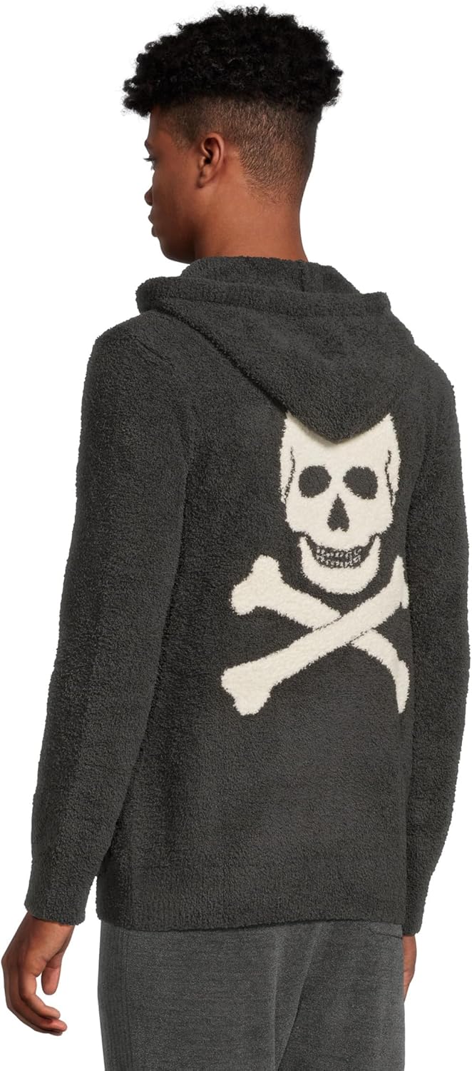 Barefoot Dreams unisex-adult Cozychic ® Unisex Skull & Bones Zip Up Hoodie