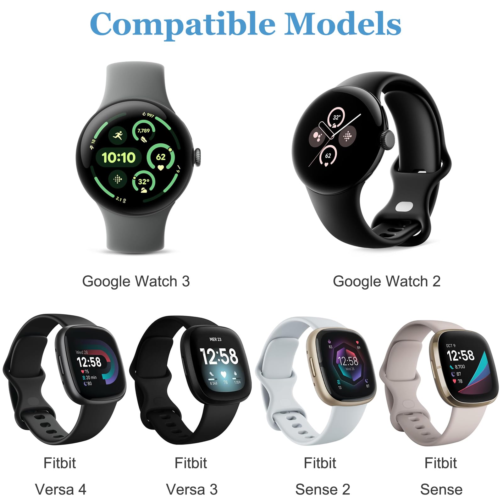 Threeeggs Paquete de 2 cargadores para Google Pixel Watch 3 / Pixel Watch 2, USB-A + cable de carga magnético tipo C de 100 cm, cable de carga para reloj inteligente Google Pixel Watch2