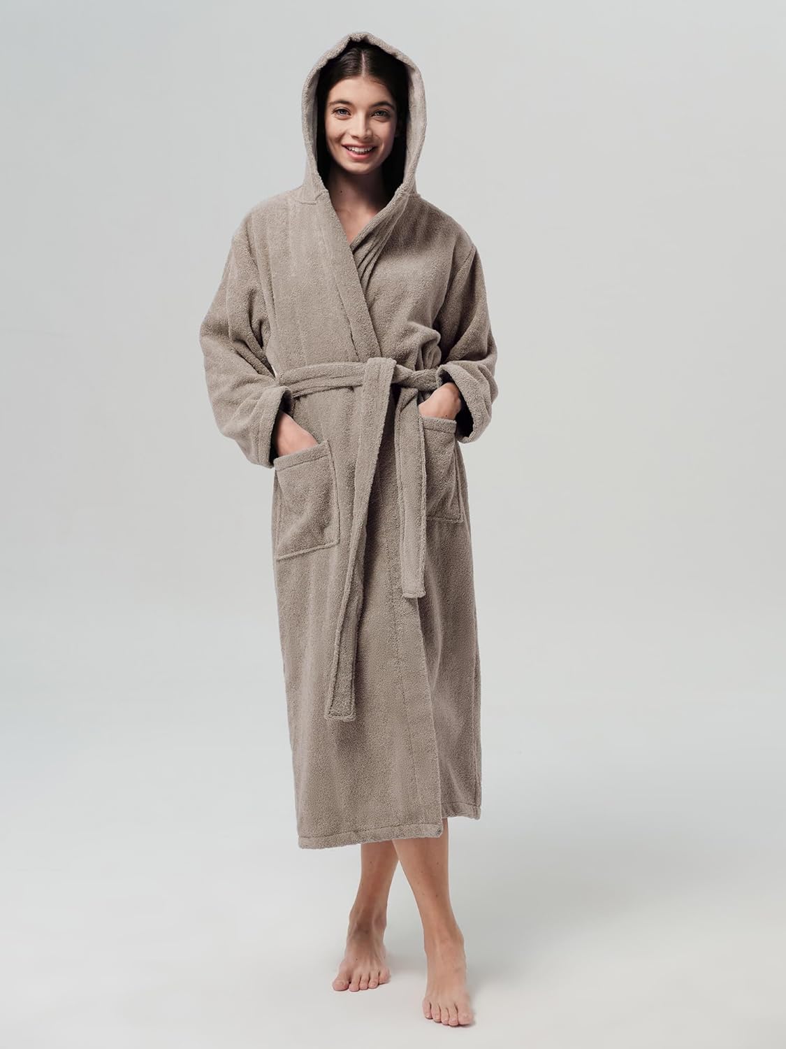 SIORO Womens Terry Cottton Long Cloth Robes, Hooded Plush Soft Absorbent Bathrobe, Full Length Spa Colth for Shower, Hot Tub - Image 5