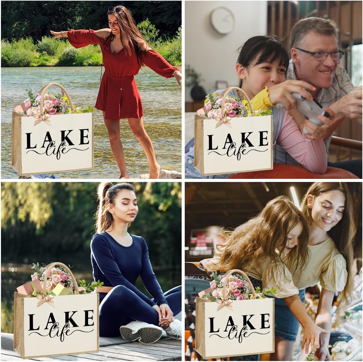Lake Life Tote Bags for Women | Water-Resistant Beach Totes | Lake House Gifts for Mom/Wife - Image 6