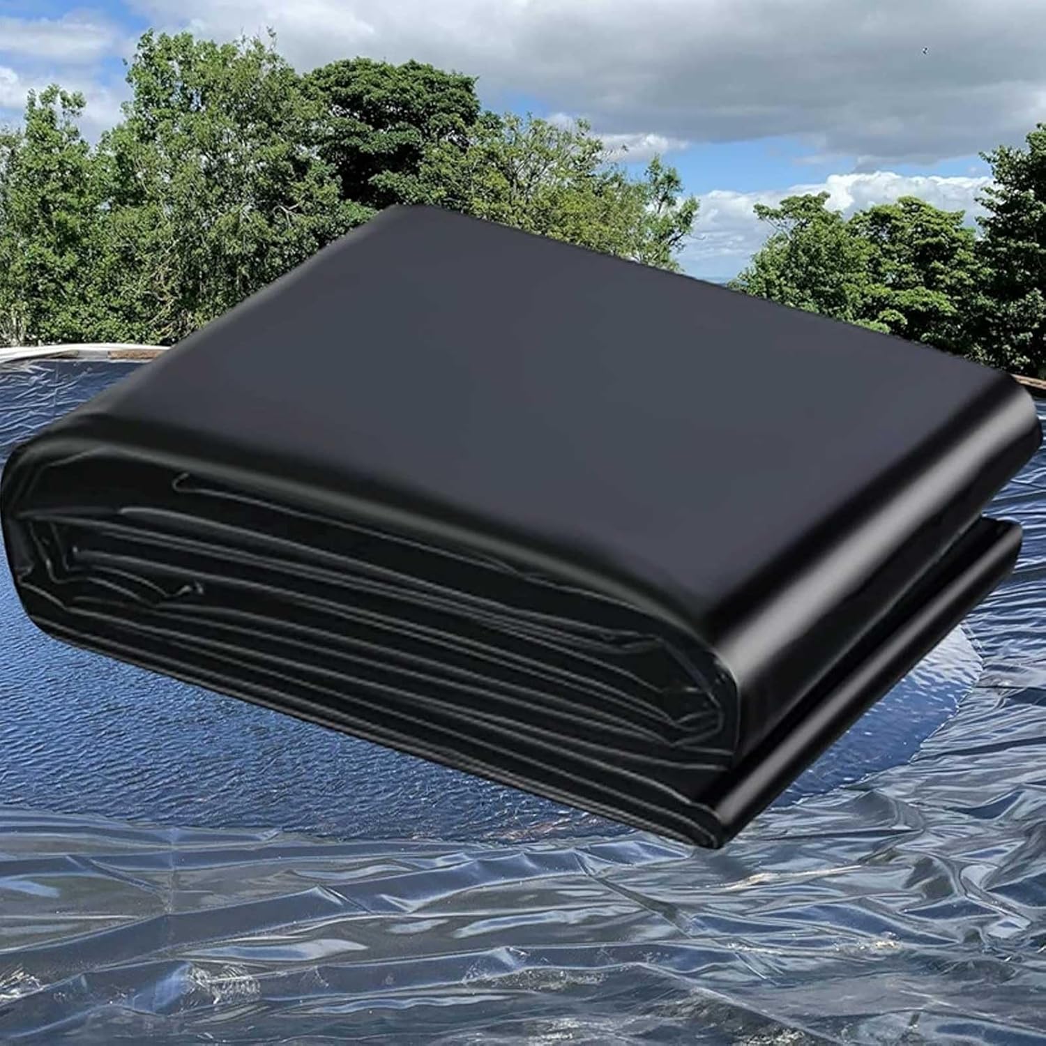 Luyckfrazy Pond Liner 3x5m 6x8m 7x12m 10x15m HDPE Tarpaulin Sealing Film, Foldable Large Fish Pond Membrane for Natural Looking Ponds, Garden Waterfall, Artificial Lake(23x32.8ft)
