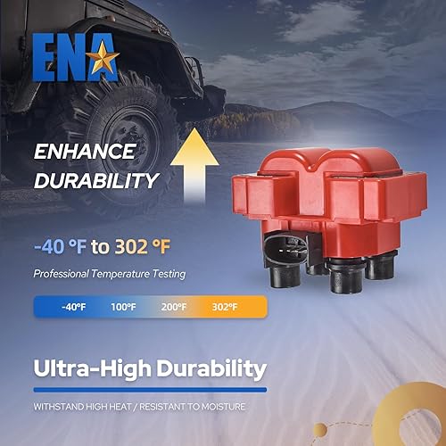 Miniatura 4 de ENA Juego de 2 bobinas de encendido rojas compatibles con Ford Lincoln Mazda Mercury F150 F250 E150 Escort Explorer Mustang Ranger Town Car
