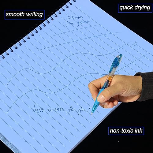 Miniatura 3 de PASOL Paquete de 12 bolígrafos de gel, bolígrafos retráctiles de tinta de gel, puntas finas de 0.028 in con escritura suave (azul)