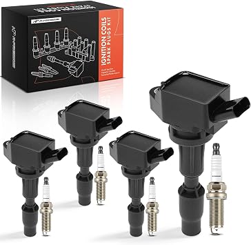 A-Premium Set of 4 Ignition Coil Pack and Iridium Spark Plugs