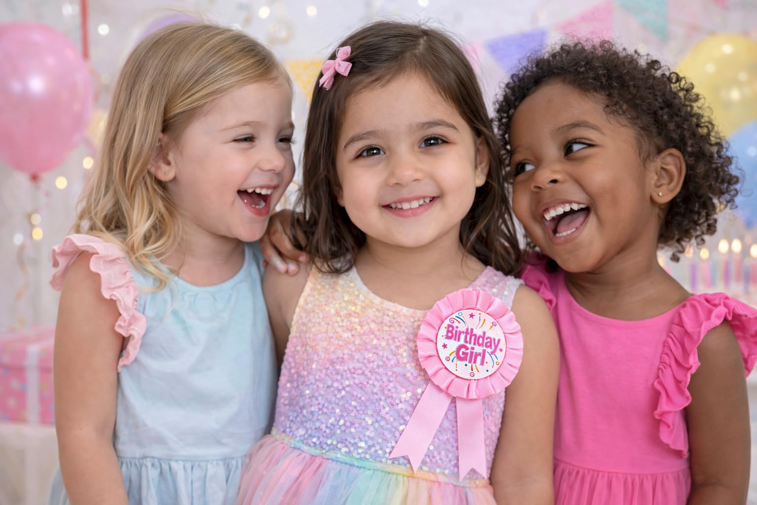 Fun Affairs Birthday Girl Badge Flower Design Party Favor for Girls Party Celebration & Decorations 1 Pc Pink 3