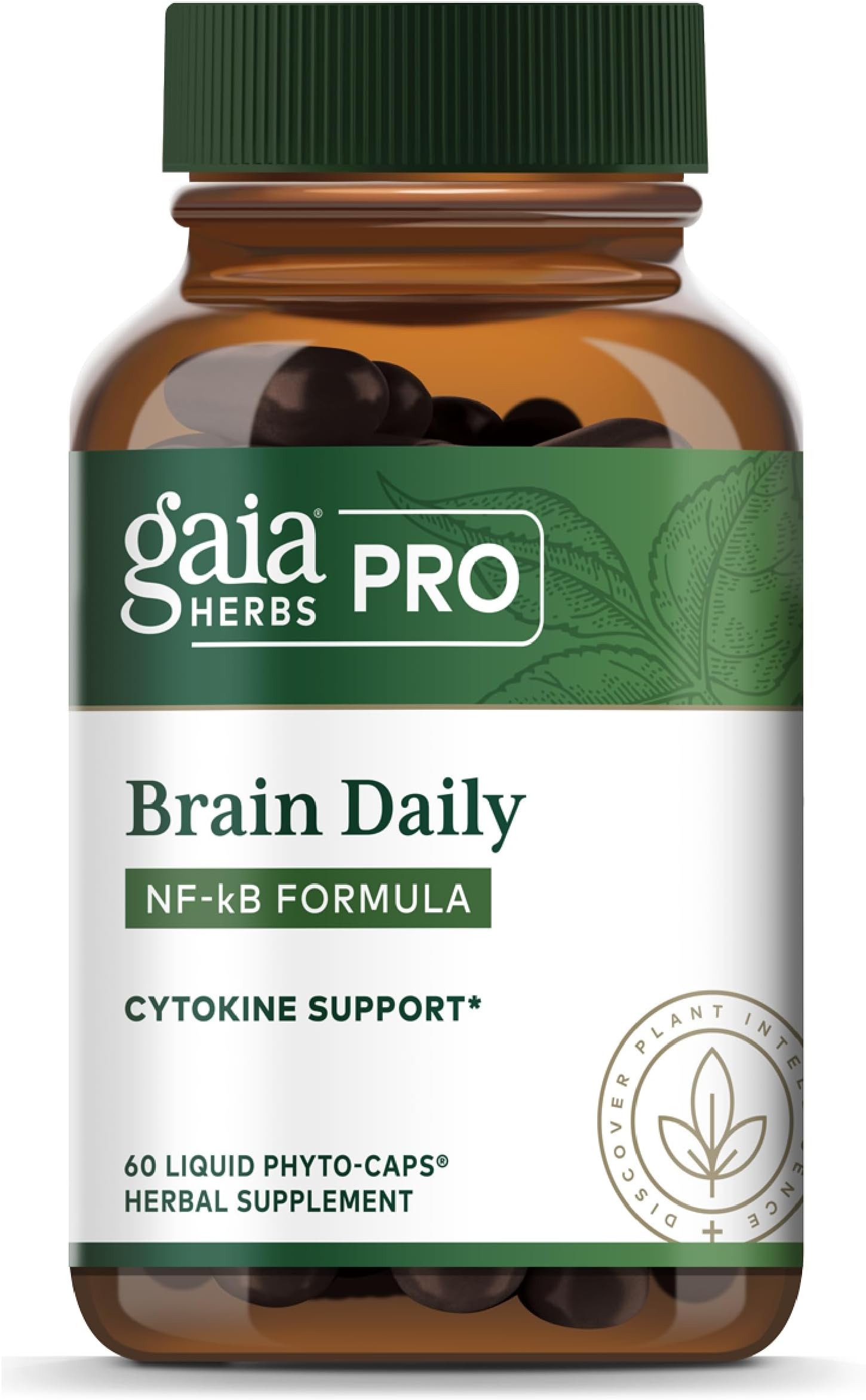 Gaia Herbs PRO Brain Daily - Healthy Brain Function Support Supplement* - with Ginkgo, Turmeric, Black Pepper, Rosemary & Bacopa - Vegan, Gluten-Free - 60 Liquid Phyto-Caps (60 Servings)