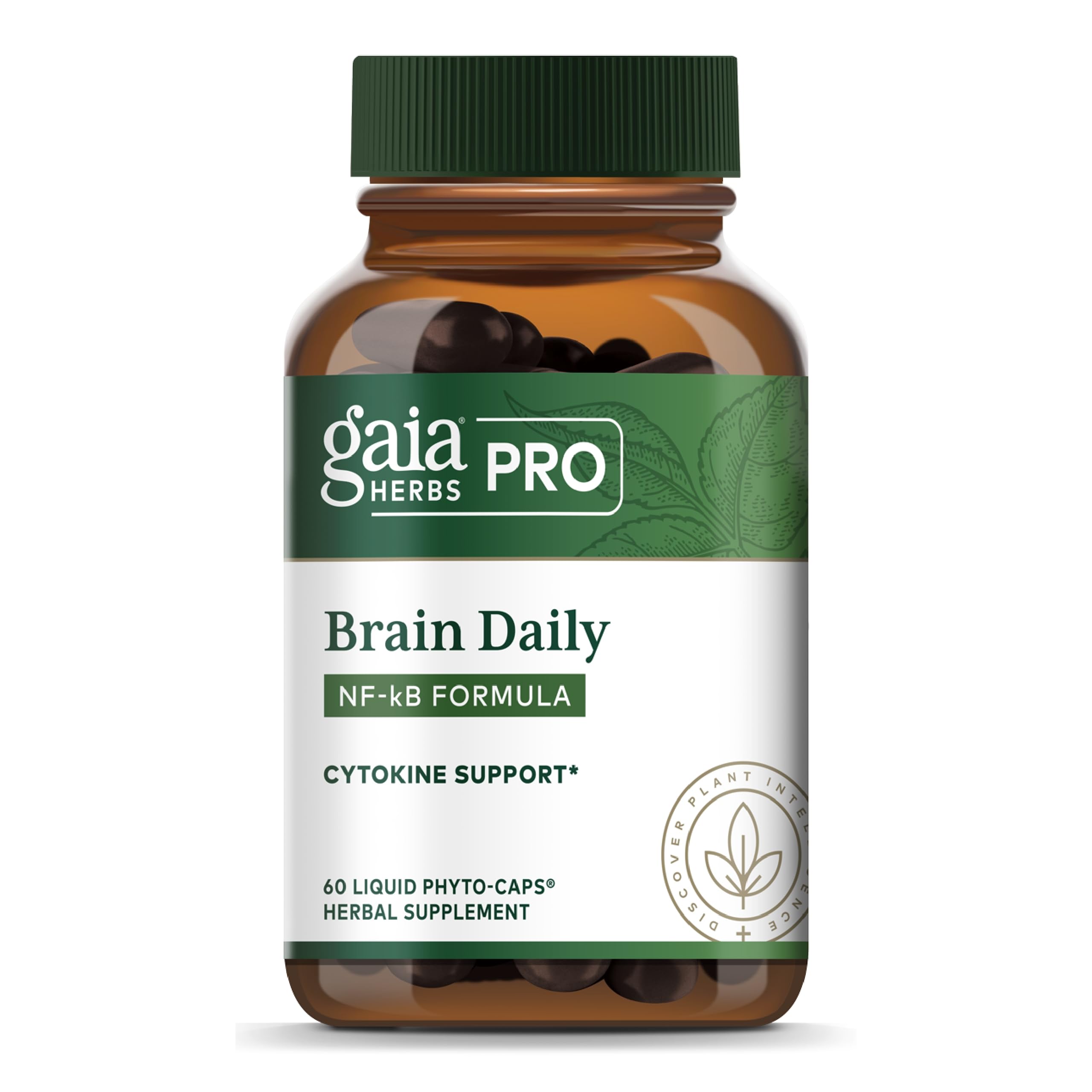 Gaia Herbs PRO Brain Daily - Healthy Brain Function Support Supplement* - with Ginkgo, Turmeric, Black Pepper, Rosemary & Bacopa - Vegan, Gluten-Free - 60 Liquid Phyto-Caps (60 Servings)