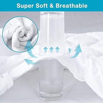 Lunsing Soft Full Waterproof Mattress Protector, Breathable Full Size Mattress Pad Cover, 6-18 Inches Deep Pocket, White