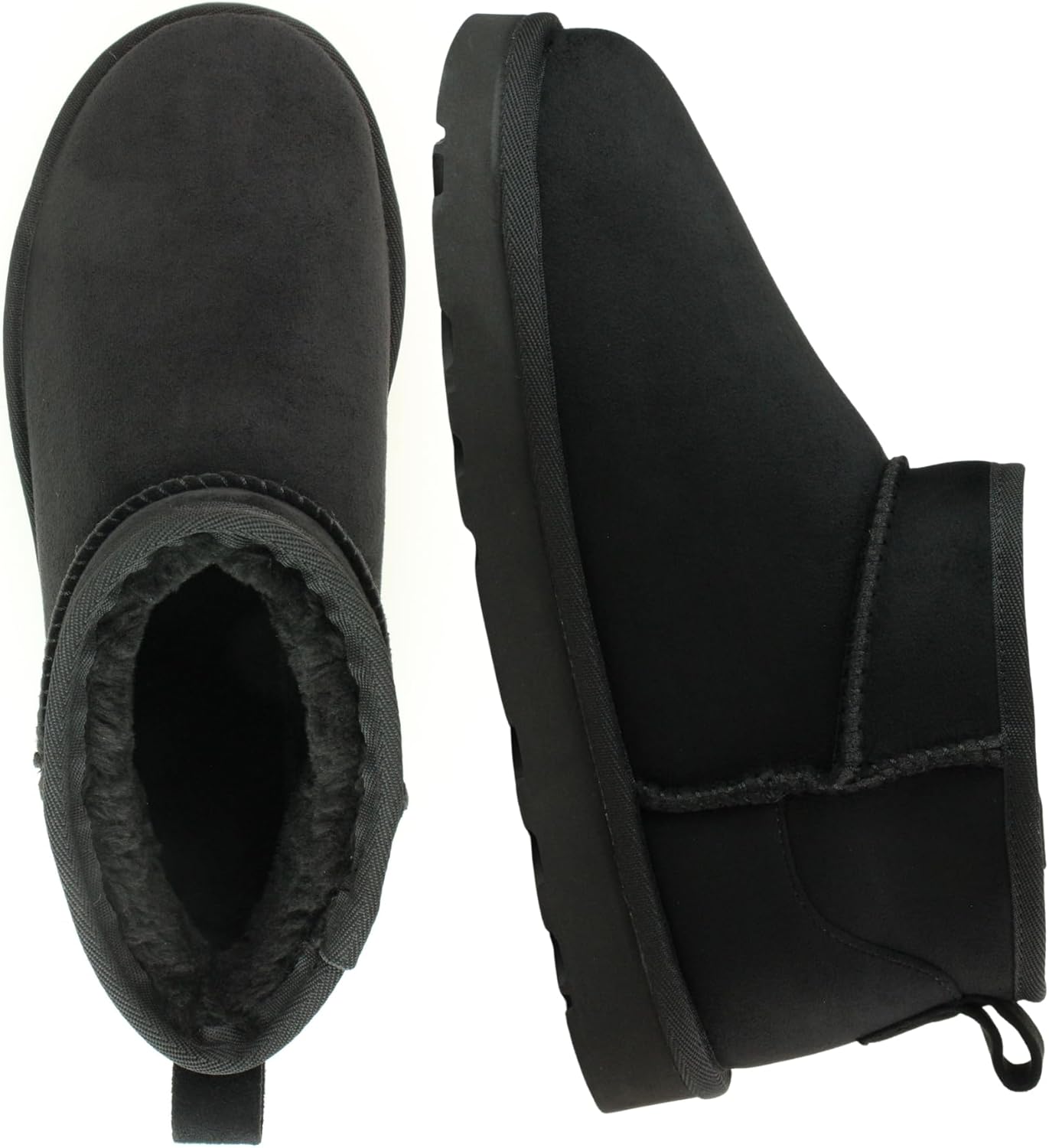 Women's Winter Mini Ankle Boots, Short Snow Booties Faux Fur Lined Warm Suede, Classic Micro Cloud Comfort Slip On Shoes Cute