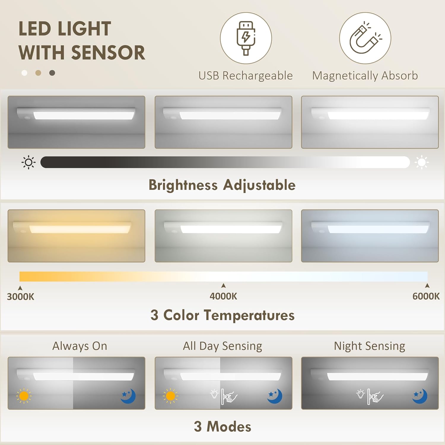 HOMCOM 64" Kitchen Pantry Cabinet with LED Motion Sensor Light, Farmhouse Tall Storage Cabinet with Adjustable Shelves, Cupboard for Living Room, Dining Room, White
