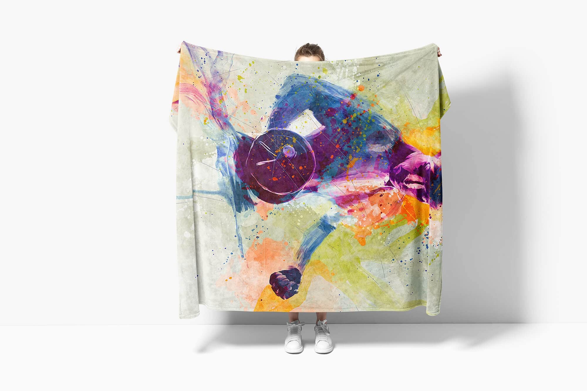 SplashArt Sport Handtuch Strandhandtuch Saunatuch Kuscheldecke Kunstvoll Bodybuilder SPOR Größe 180 x 130 cm (Tagesdecke - Sherpa Flies)