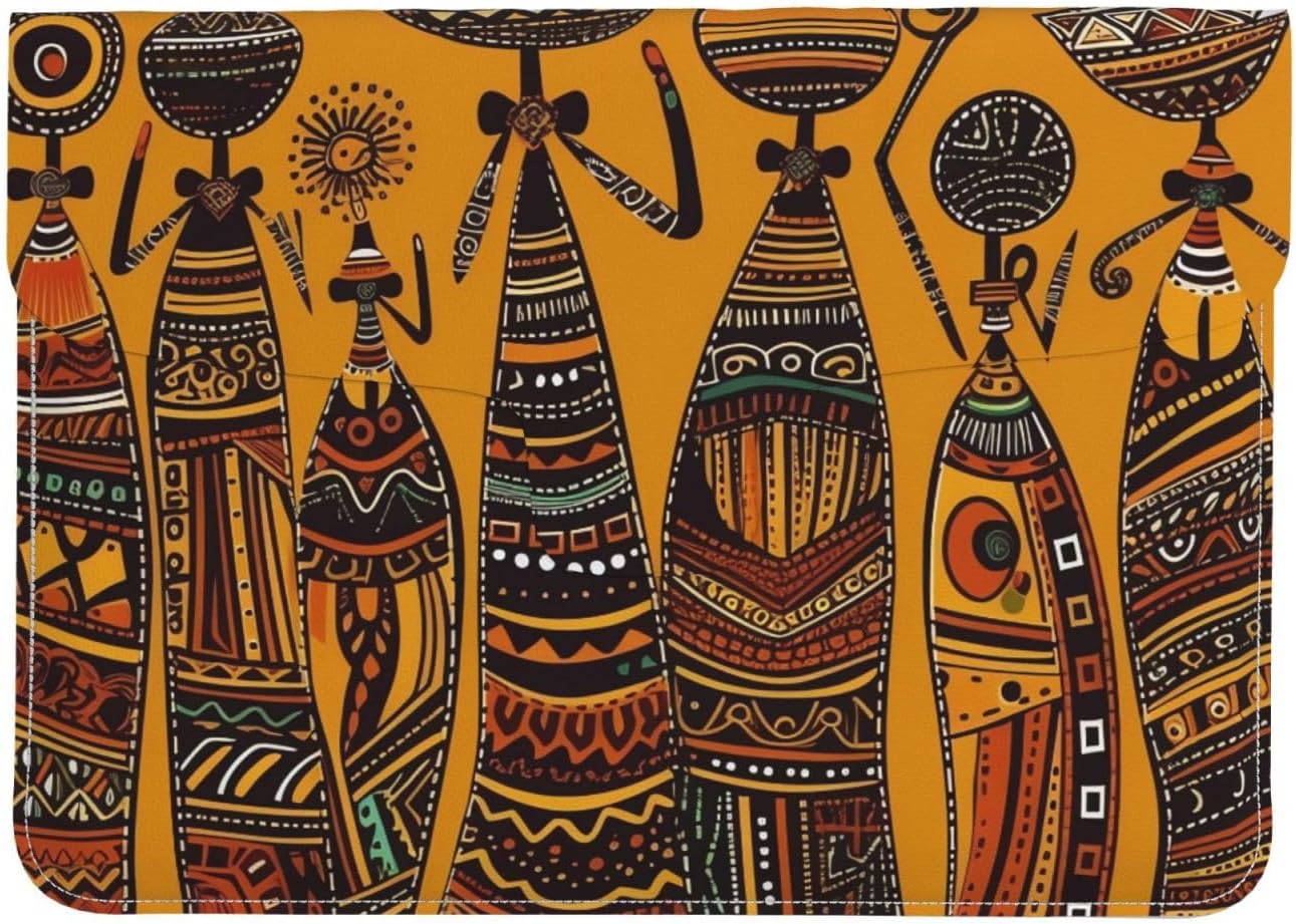 Pu Leather Laptop Sleeve Bag 13 Inch Waterproof Shock Resistant Notebook Carrying Case Creative African Culture Lightweight Computer Skin Bag