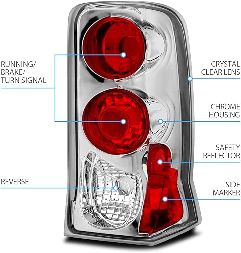 Miniatura 4 de AmeriLite Luces traseras de freno cromadas de repuesto para Cadillac Escalade 02-06 - lado del pasajero y del conductor