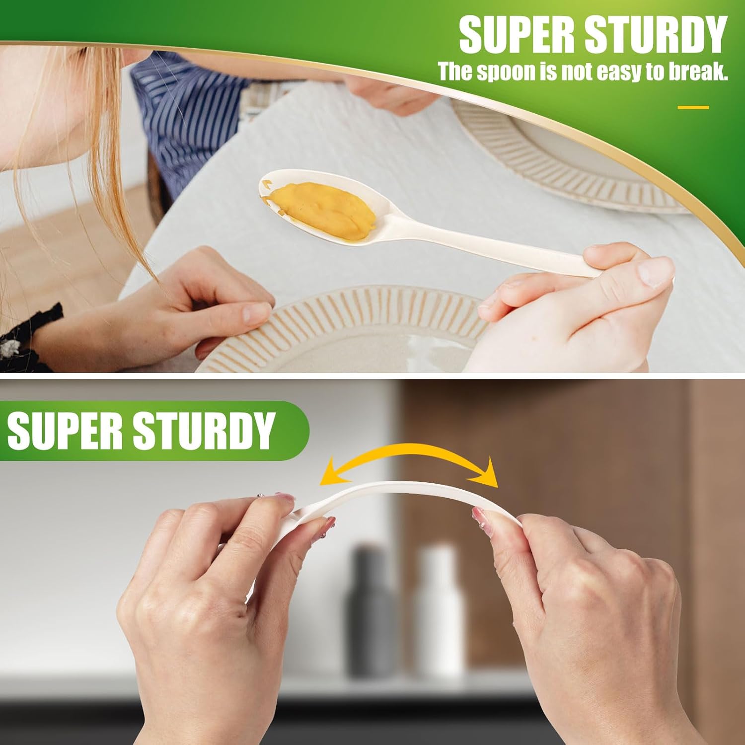 Compostable Spoons 150 Pack White Heavy Duty Spoons 6.7 Inch Disposable Cutlery Biodegradable Utensils Set for Home Party - Image 5