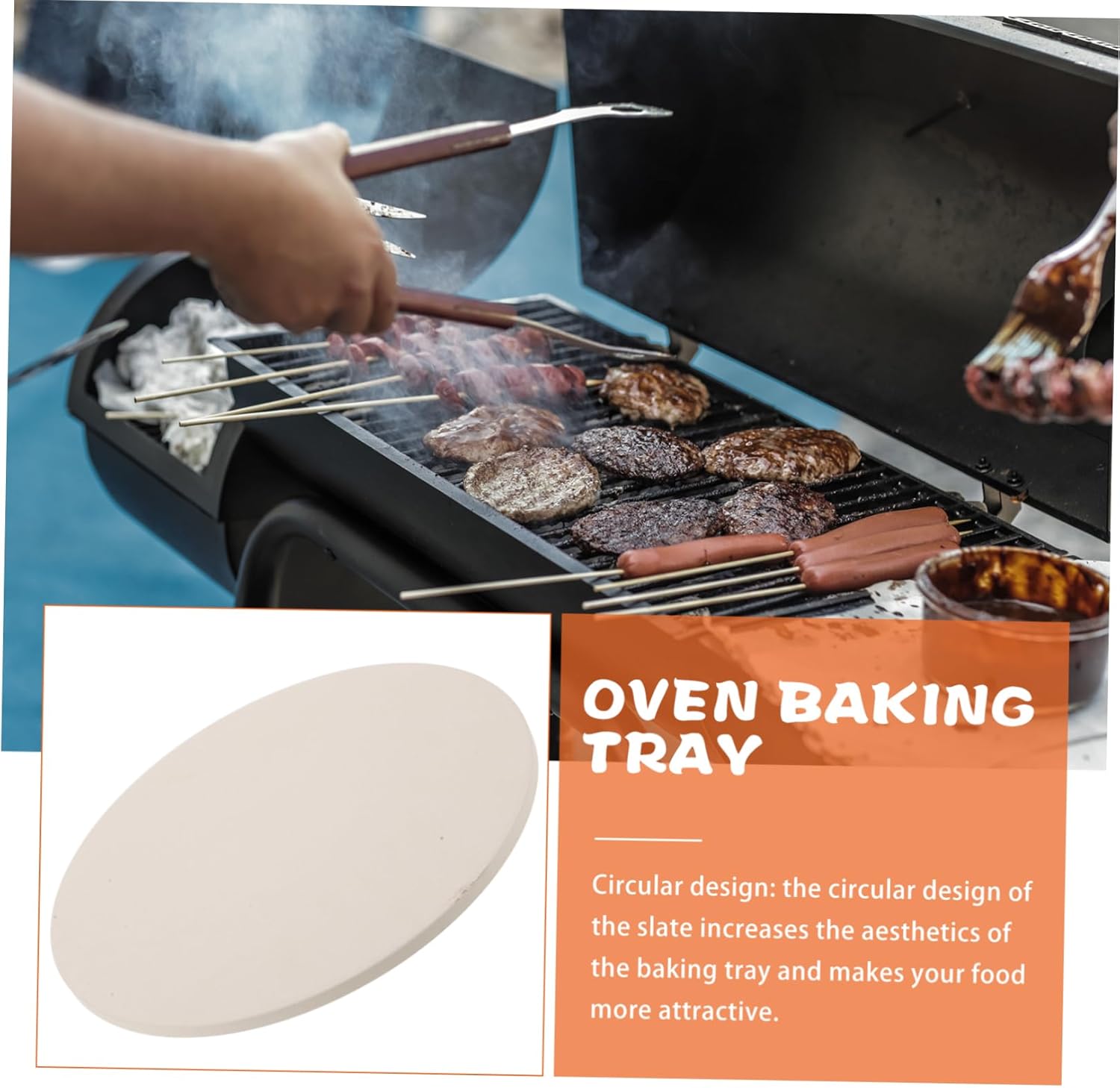 Ciieeo Bake Stone Bread Cooking Pan Heavy Duty Round for Oven Grill Non-stick Heat Retaining Easy to Clean Baking Tool for Pizza and Bread