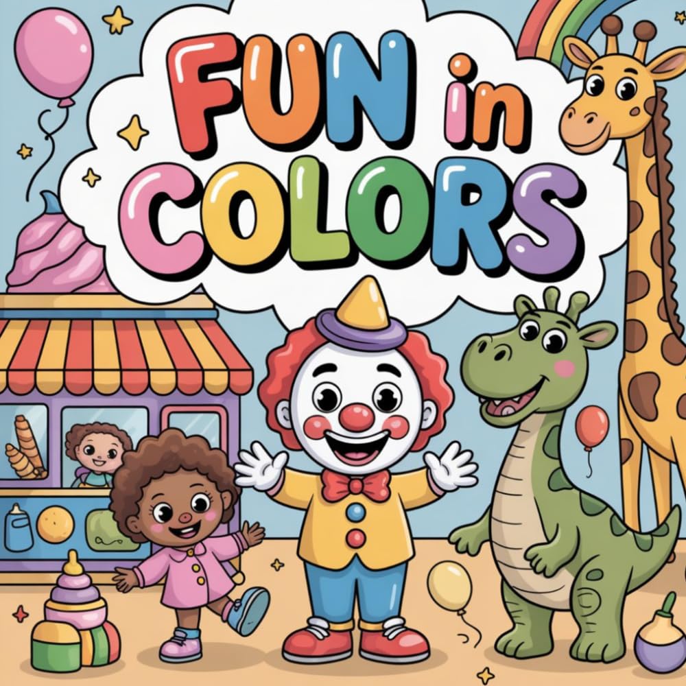 Fun in Colors: A Giant Coloring Book with Friendly Animals, Toys, and Cute Characters for Toddlers and Kids.
