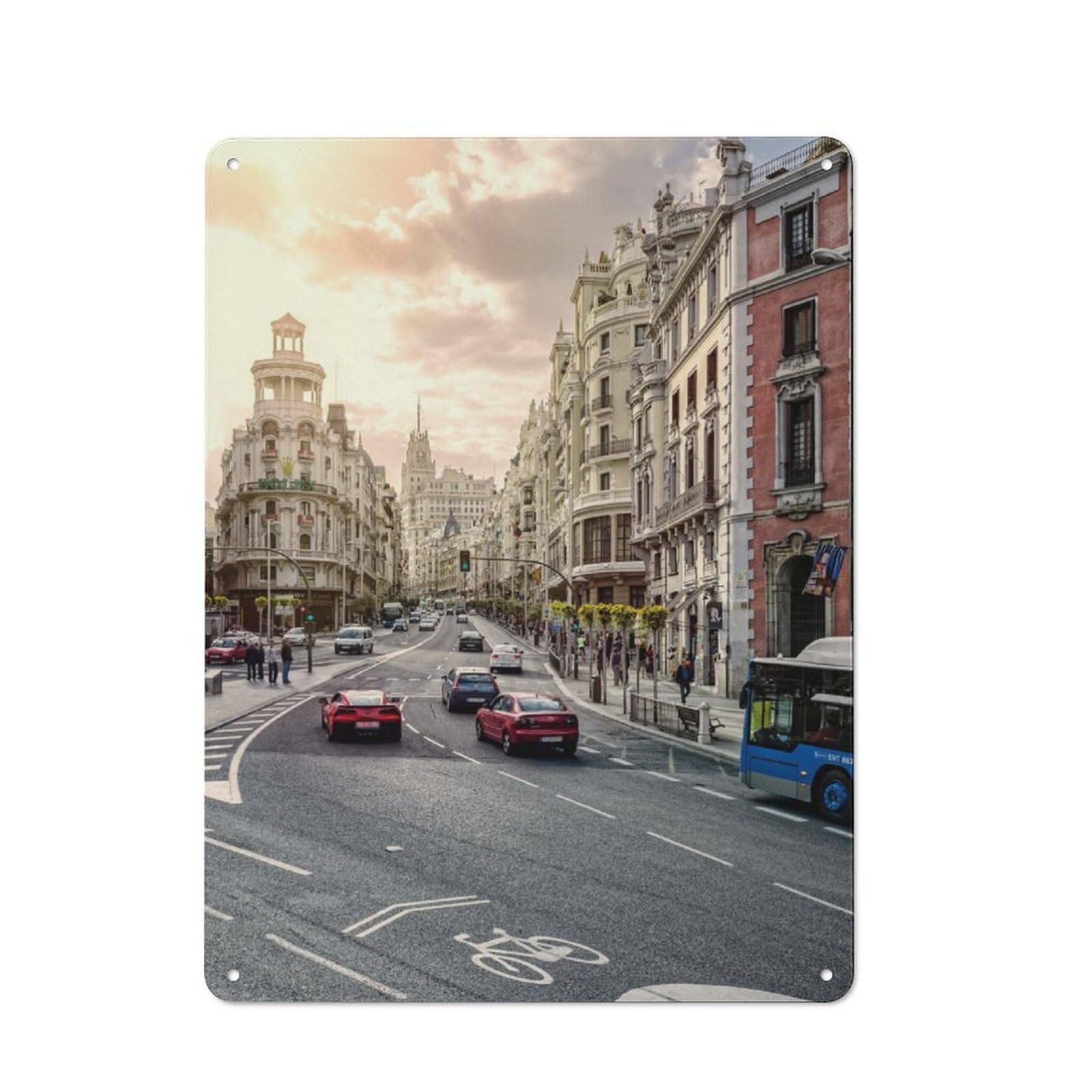 Junmoney Famous Gran Vía, Madrid, Spain Retro Tin Sign 40X30cm For Workshop Wall, For Collectors Of Retro Metal Wall Decor