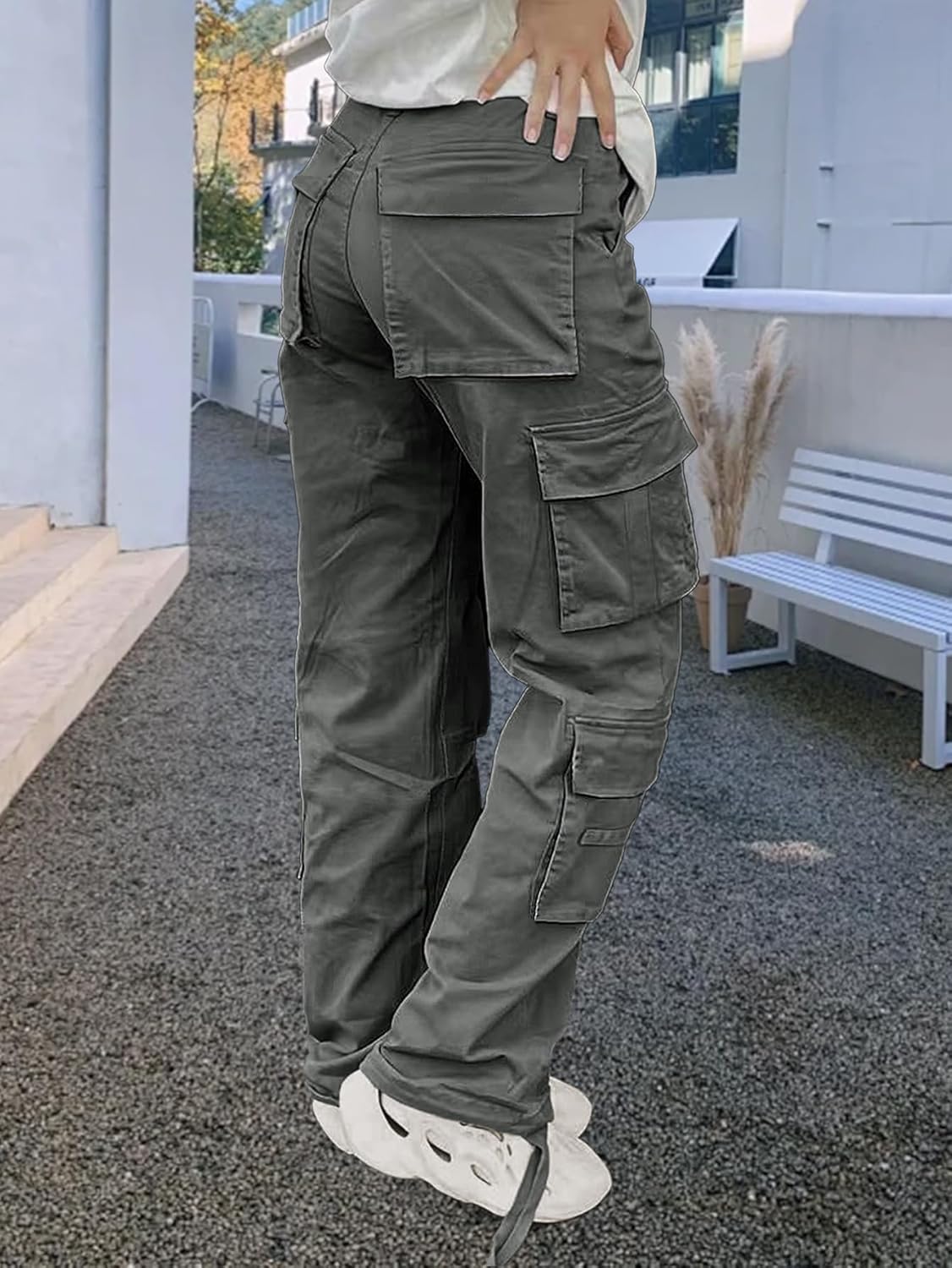 Cargo Pants for Women High Waisted Baggy Wide Leg Stretchy Y2K Streetwear Black Cargo Pants Women with Pockets - Image 5