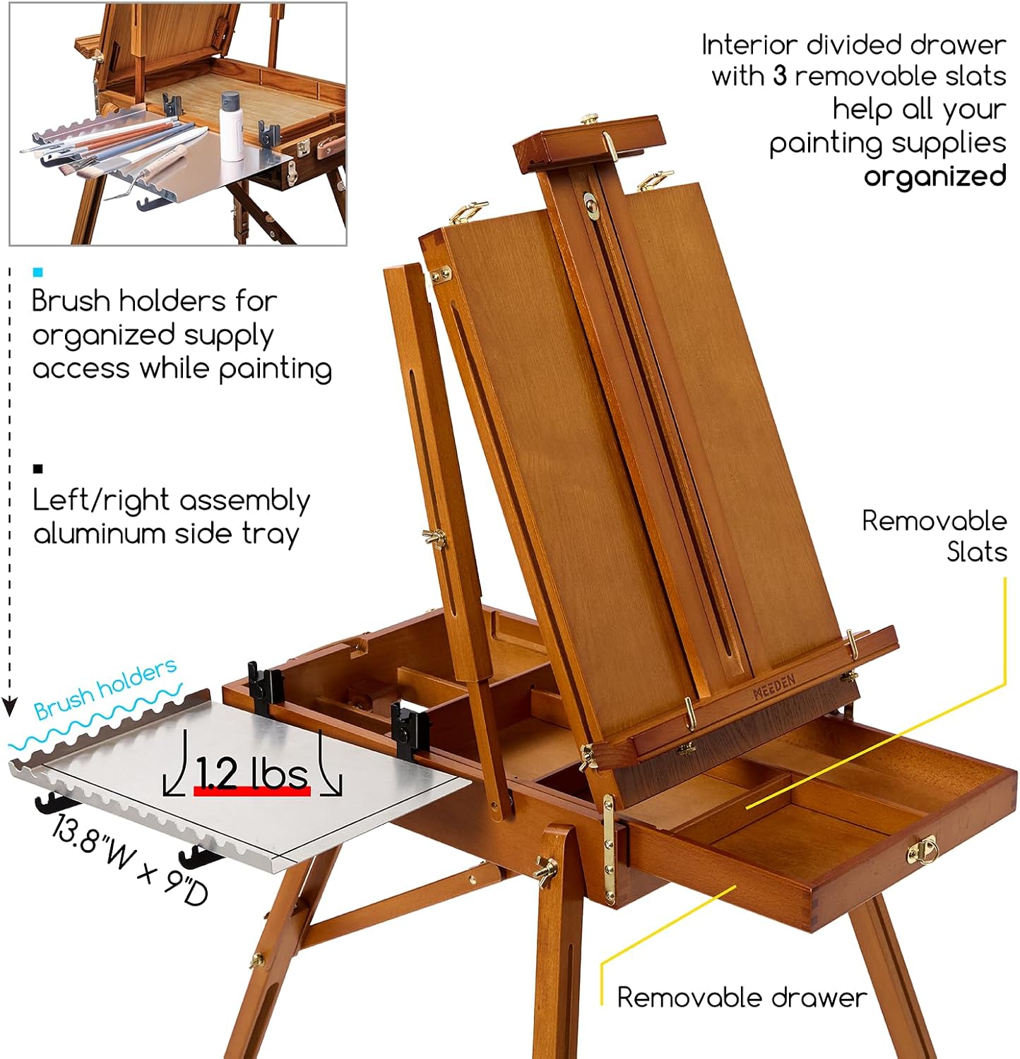 MEEDEN Portable French Easel for Painting: Beech Wood Plein Air Art Easel