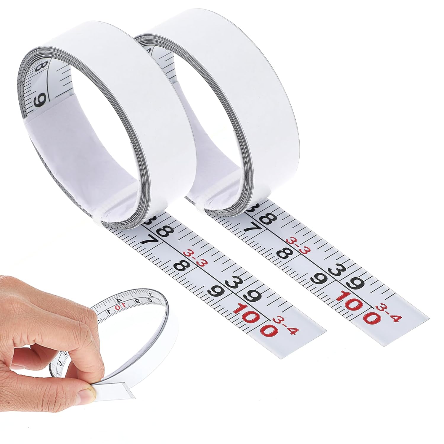 2 Pcs 1/2-Inch Steel Self-Adhesive Measuring Tape, Right to Left Reading Imperial and Metric Ruler Tape 100cm or 39 Inch, Peel and Stick Tapes Measure for Woodworking Saw Drafting Table