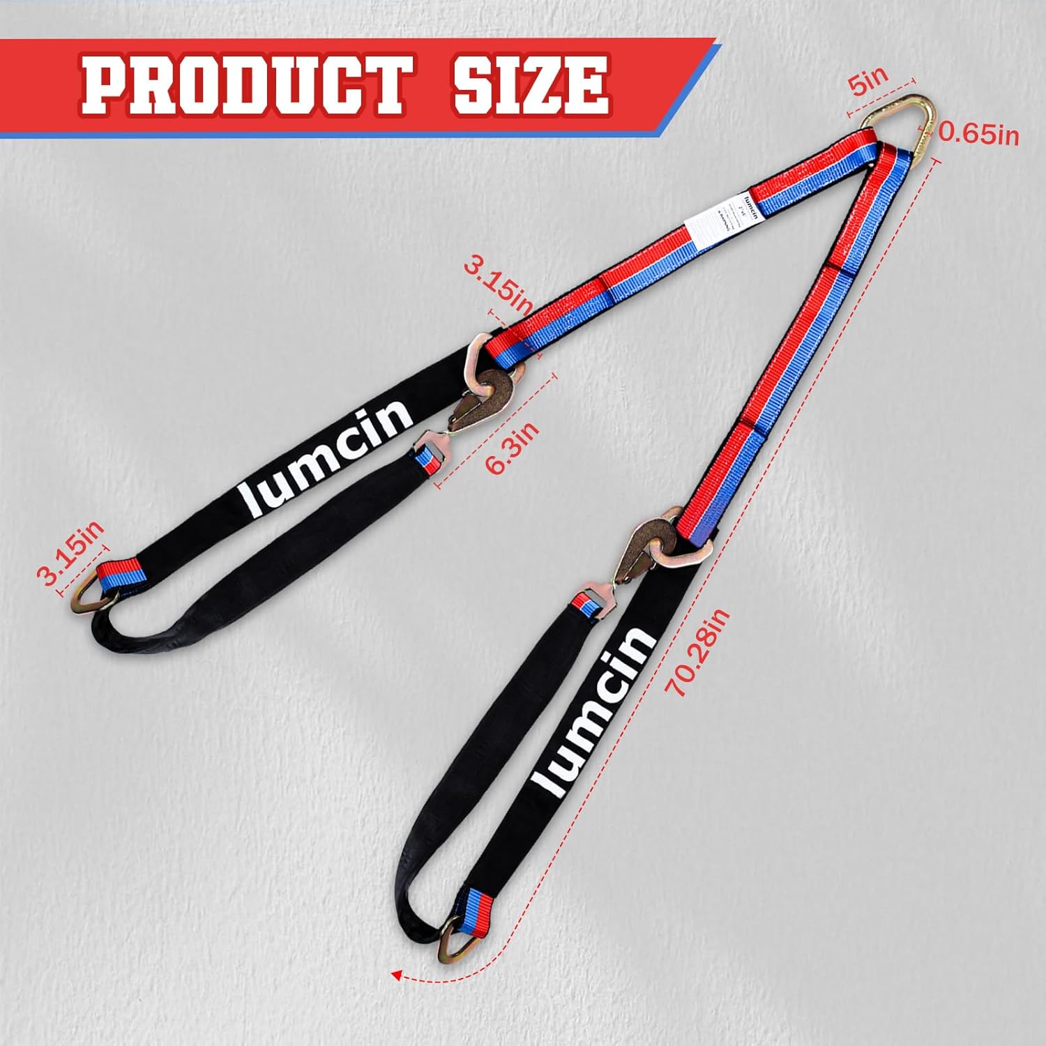 V Bridle Tow Strap with Hooks,Heavy Duty Vehicle Recovery Strap for Towing and Traction，Sleeve，D Ring Middle，for UTV ATV Truck Car Tractor SUV (2''×6')