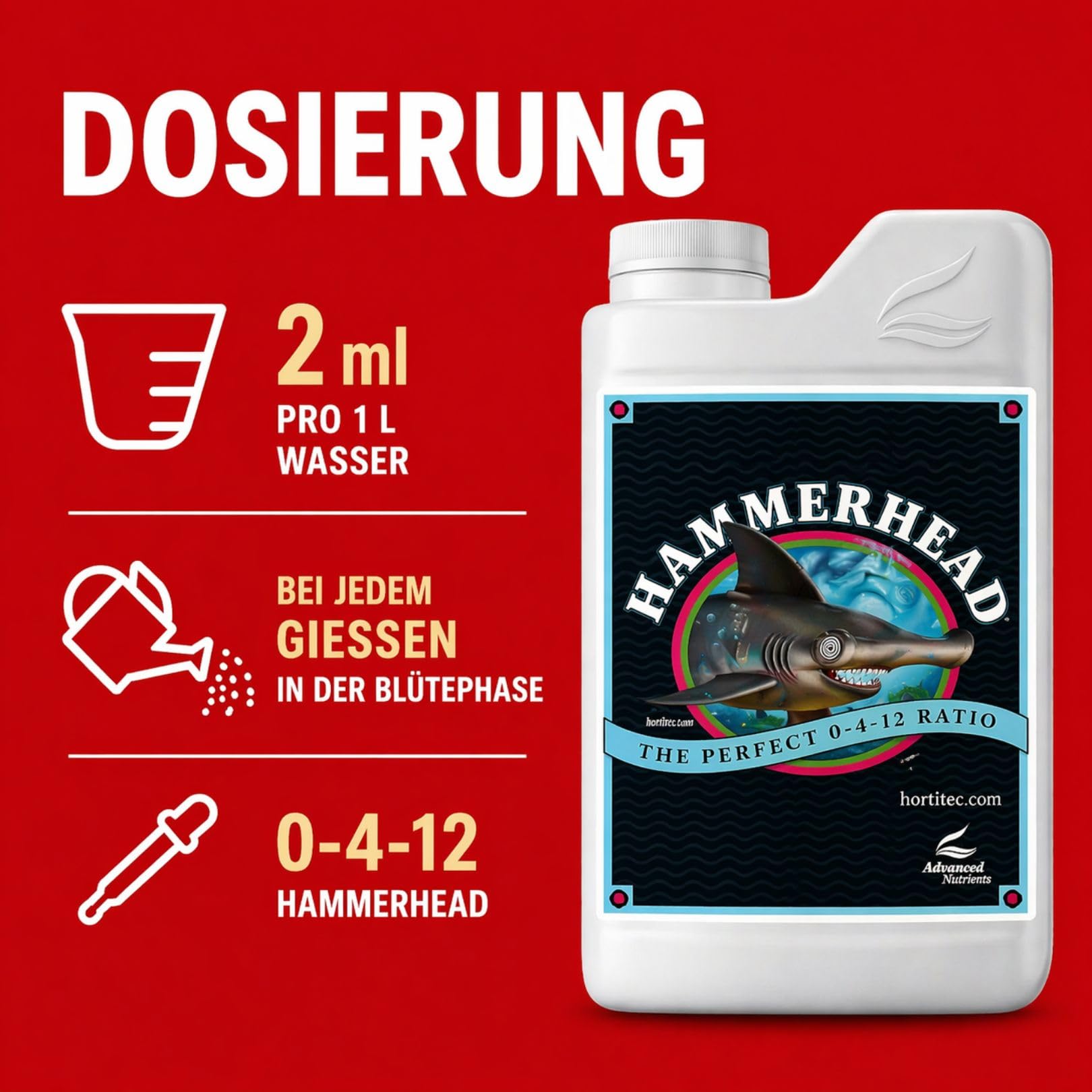 Weedness Advanced Nutrients Hammerhai 5 Liter - Pflanzendünger Grow Anbau Indoor Tomaten Rasen Orchideen