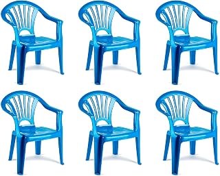 Acan Tradineur - Pack de 6 Sillas Infantiles Modelo Tipi - Fabricado en España -Ligera y fácil de Transportar - Ideal para Jugar, Leer y Dibujar - 50 x 35 x 28 cm - Color Azul