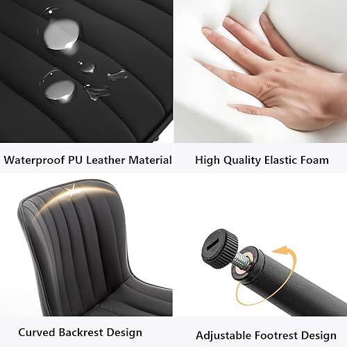 Miniatura 4 de Juego de 6 sillas de comedor de cuero, sillas de comedor tapizadas con patas de metal, silla de comedor moderna para comedor, cocina (negro)