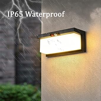 Hareket Sensörlü Dış Mekan Güneş Işığı Duvar Aydınlatması Güneş LED IP65 Su Geçirmez Duvar Lambası Modern Dış Mekan Duvar Lambası Teras Bahçe Giriş Çit (Siyah, Beyaz Işık) [Enerji Sınıfı A+++]