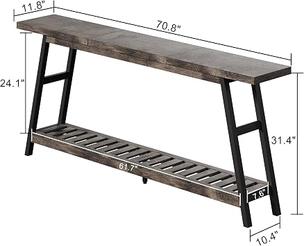 ChooChoo 70.9 Inch Long Console Tables for Entryway, Hallway Table, 2-Tier
