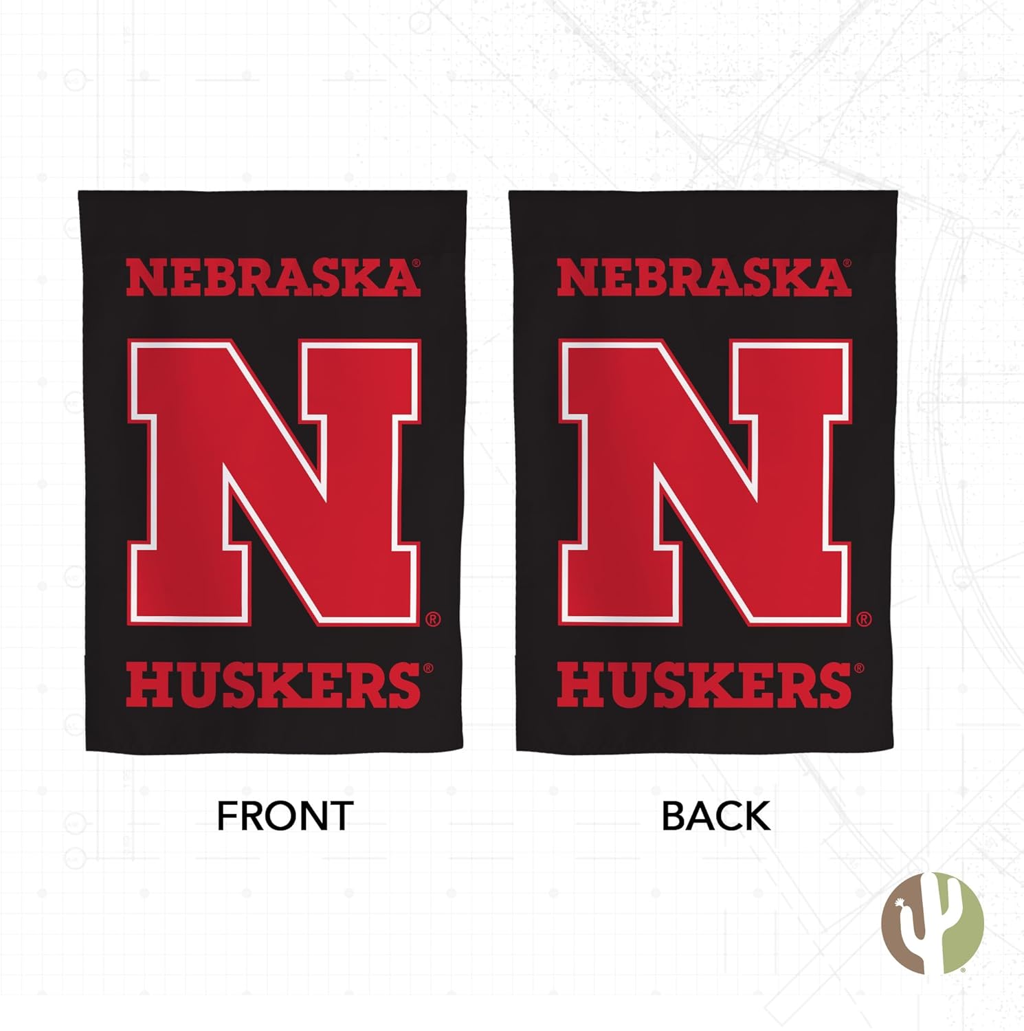 Desert Cactus University of Nebraska UN Garden Flag – 19 x 12 inch Nebraska Cornhuskers Banner, For Outdoor Display and Events (Design F) - Image 2