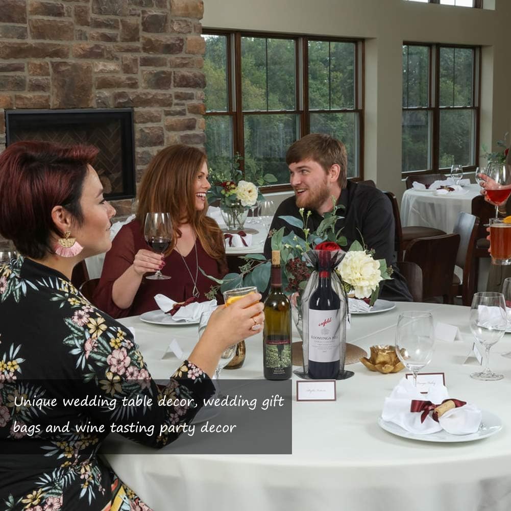 Shintop Organza Wine Bags 750ML, 14 1/3 x 6 1/3 inches Wine Bottle Gift Bags with Drawstring for Halloween Party Festival Gift Favors (Black, 30pcs) - Image 6