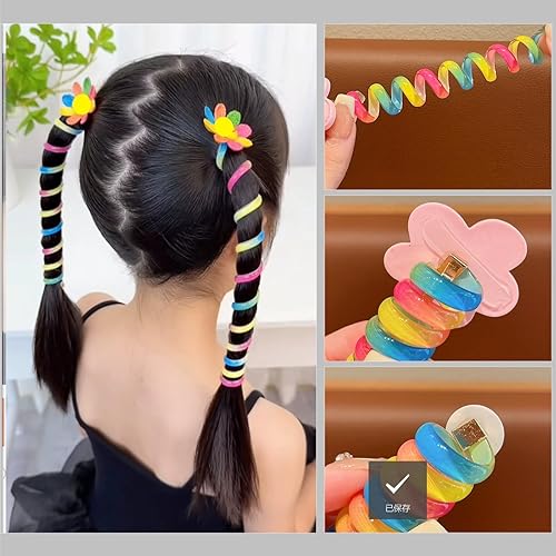 Miniatura 4 de 5 bandas trenzadas con lazo para el cabello, cintas para el cabello con alambre de teléfono, bandas de pelo coloridas para niños, lazos para el