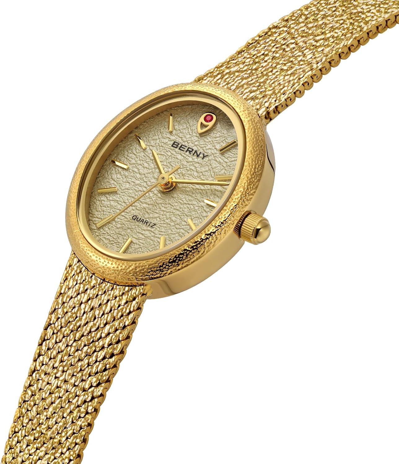 BERNY Vintage Gold Watches for Women, Elegant Oval Women's Wrist Watch, Small Ladies Analog Quartz Watches, 3ATM Waterproof All Stainless Steel Luxury Birthday Present - Image 2