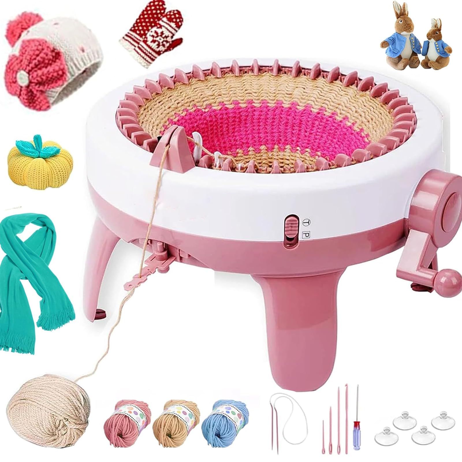 Photo 1 of FIAYIGIL 48 Needles Knitting Machine, Smart Weaving Loom Knitting Board Rotating Double Knitting Loom Machine Round Knitting Machine with Counter DIY for Adults and Kids (48 Needles)