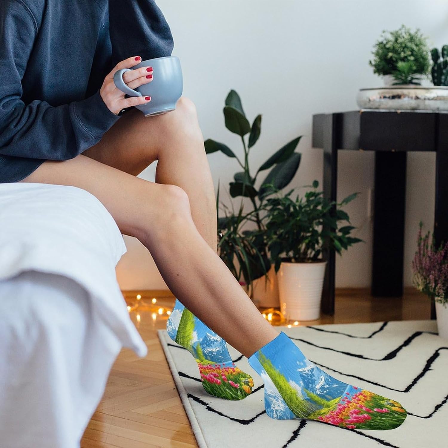 Spring Scenery by The Lake 5Pairs Low Cut Ankle Socks for Women No Show Casual Breathable Athletic Socks for Sport