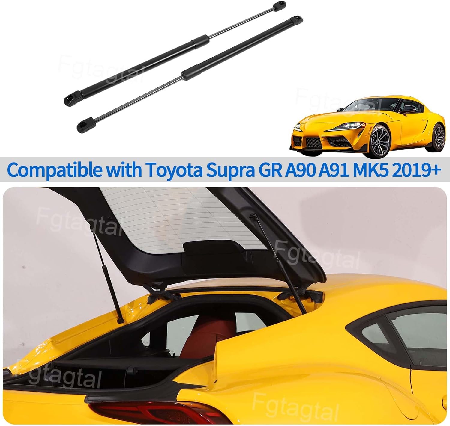 Rear Trunk Lift Supports Shock Struts Replacement Fit for Toyota Supra GR A90 A91 MK5 2019-2026, Tailgate Lift Supports Kit Assist Hydraulic Rod Gas Charged Strut Shock Lifting Bracket 2Pcs