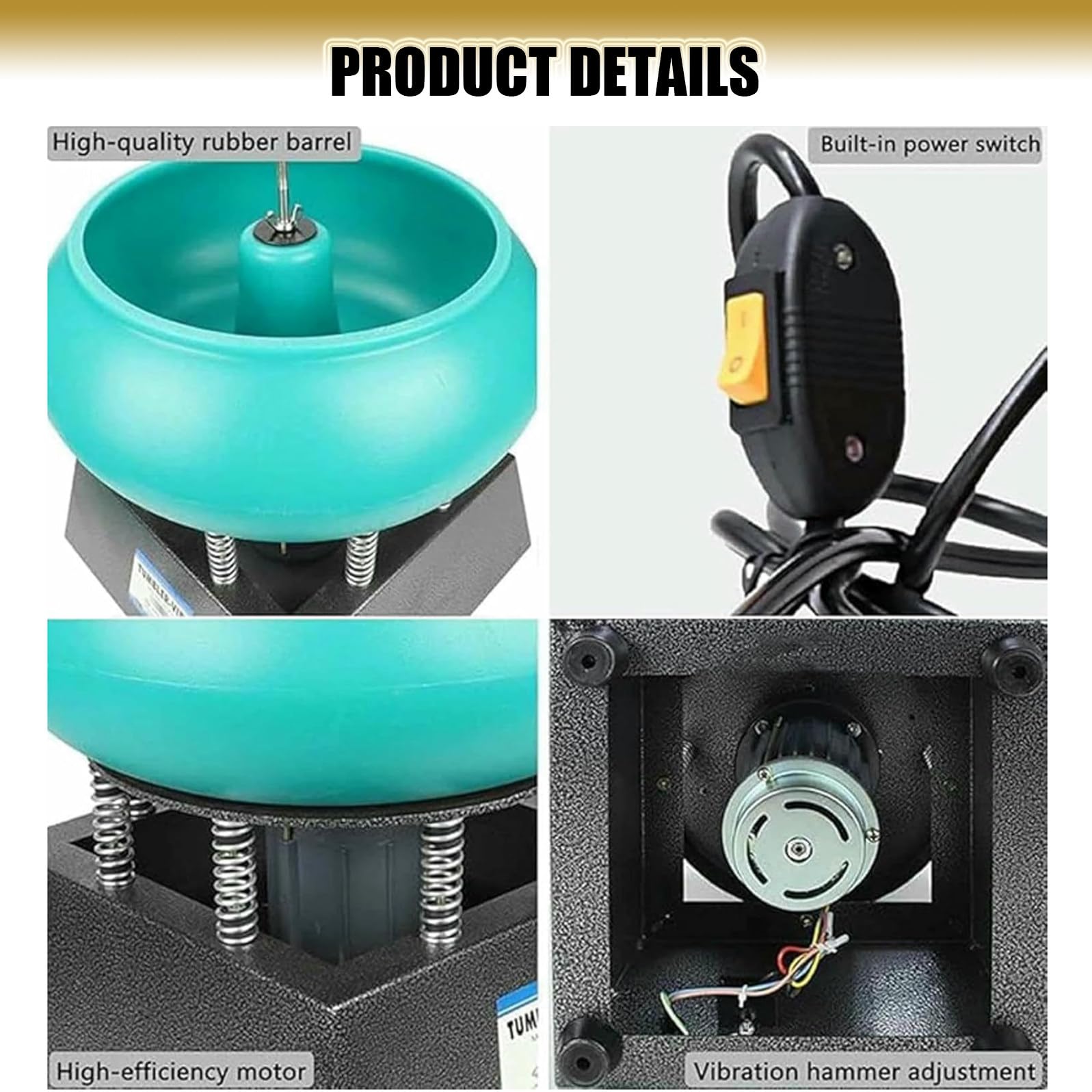 Pulidora Vibratoria EléCtrica,Equipo para Pulir Metales,Kit Profesional para Pulir Piedras,para JoyeríA,Piedras, Monedas y Piezas MetáLicas. 12L