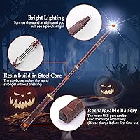 Vista 2 de ChampWe Varita Mágica de Mago que se Ilumina Juguete Recargable Iluminador para Niños Colección de Bruja Accesorios de Cosplay con Libro de Hechizos